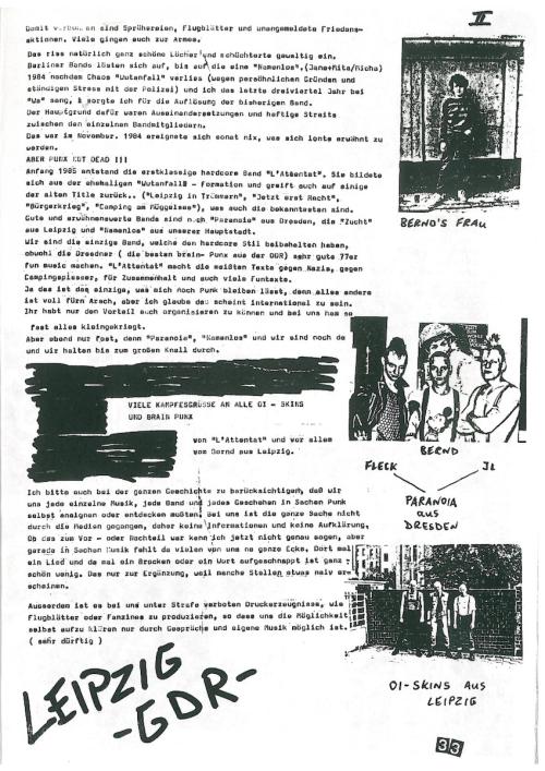 Bericht von Bernd Stracke über den Leipziger Punk und die Verbindungen nach außen
