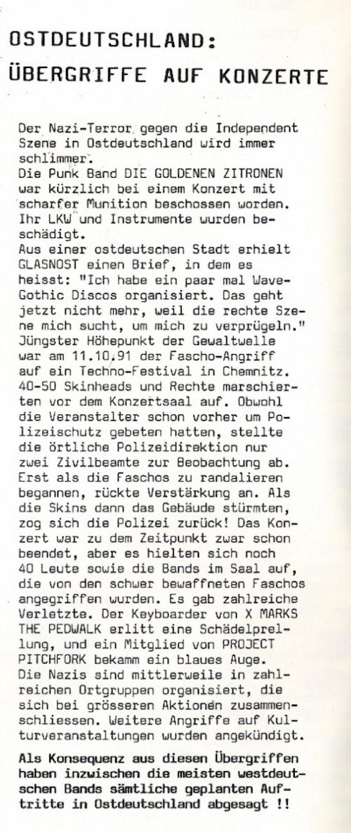 Bericht zu Neonazi-Überfällen auf Konzerte