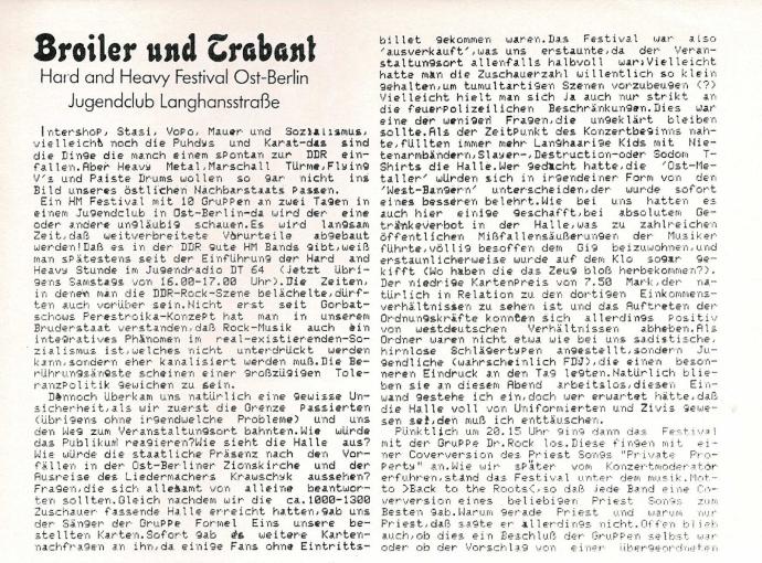 Festivalbericht Broiler und Trabant aus West-Berlin